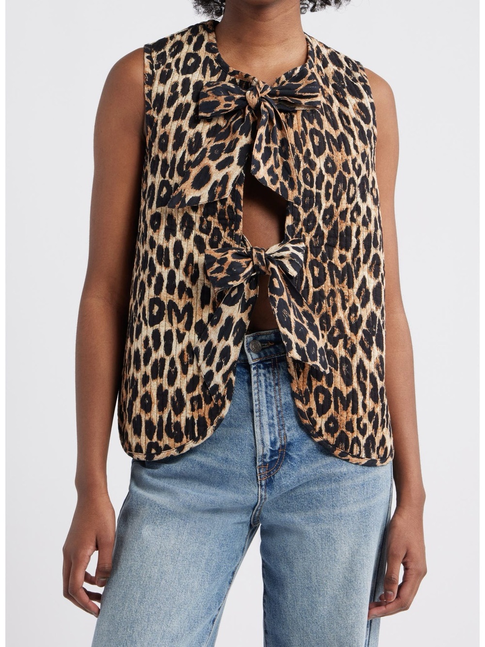 DAMSON MADDER | Tilly Leopard Print Organic Cotton Quilted Vest